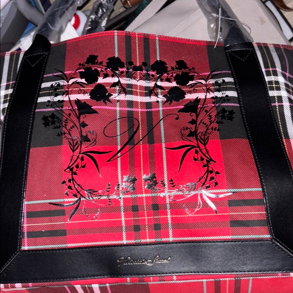 Victoria's Secret Red Plaid Tote Bag